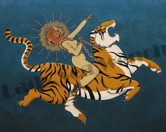 Holy Diver tiger riding art print