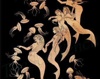 Medusae / mermaid jellyfish / birthday/ nursery gift art print