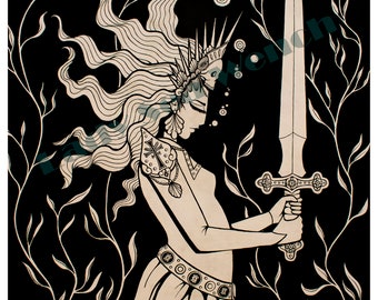 The Lady of the Lake /King Arthur /queen / medieval art print