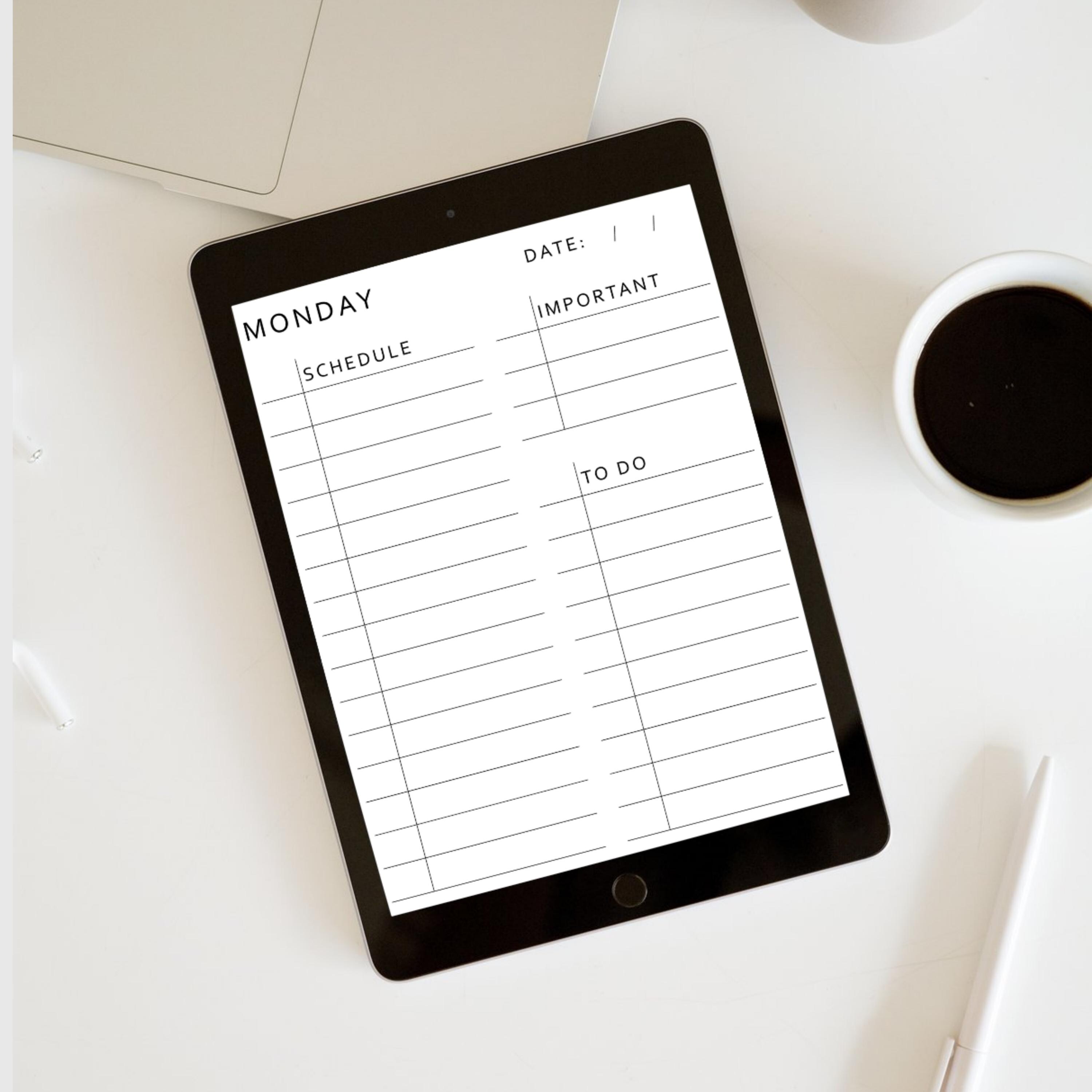Minimalist Daily Planner Printable Fillable PDF | To-do List | Work ...