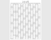 2026 Yearly Planner Printable, Yearly Planning Calendar, Calendar Poster, Digital Calendar, 2026 Calendar, 2026 Planner, Yearly Overview