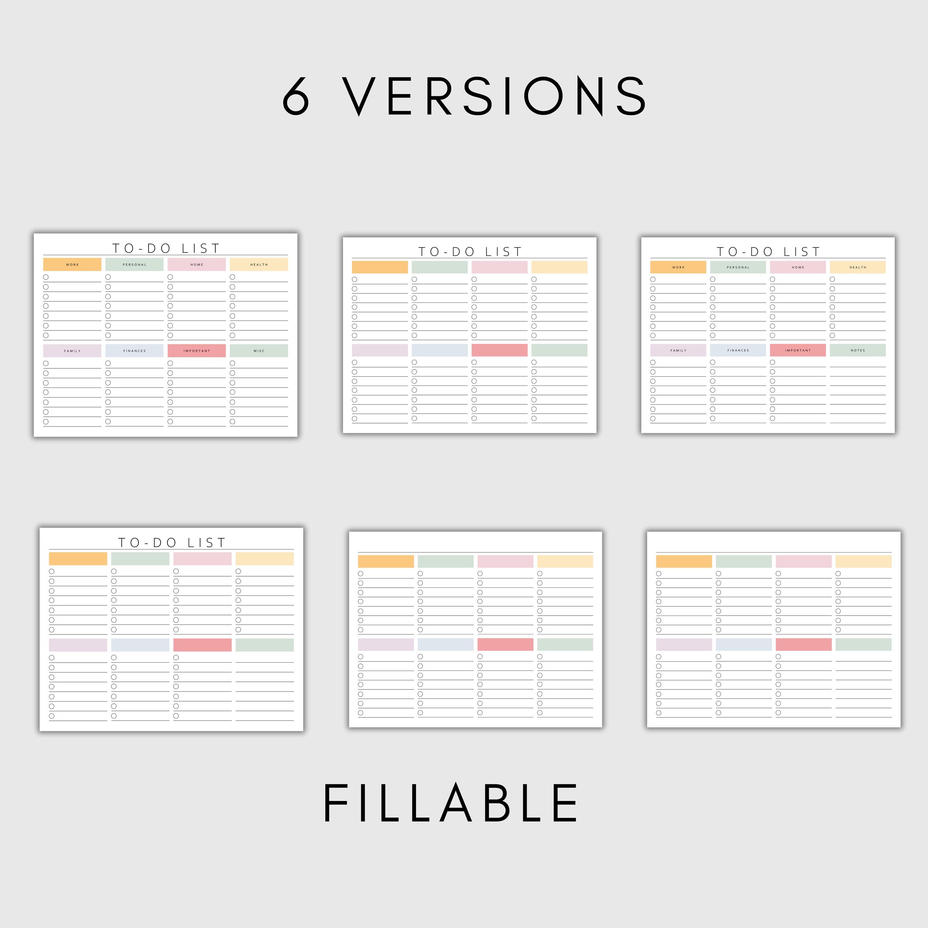 To Do List Printable Pastel | Task Checklist | A4 | Letter| A5 | Half ...