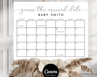 Baby Due Date Calendar Sign | Guess the Birthday Baby Shower Game | Guess Baby's Birth Date | Baby Shower Game | Instant Download