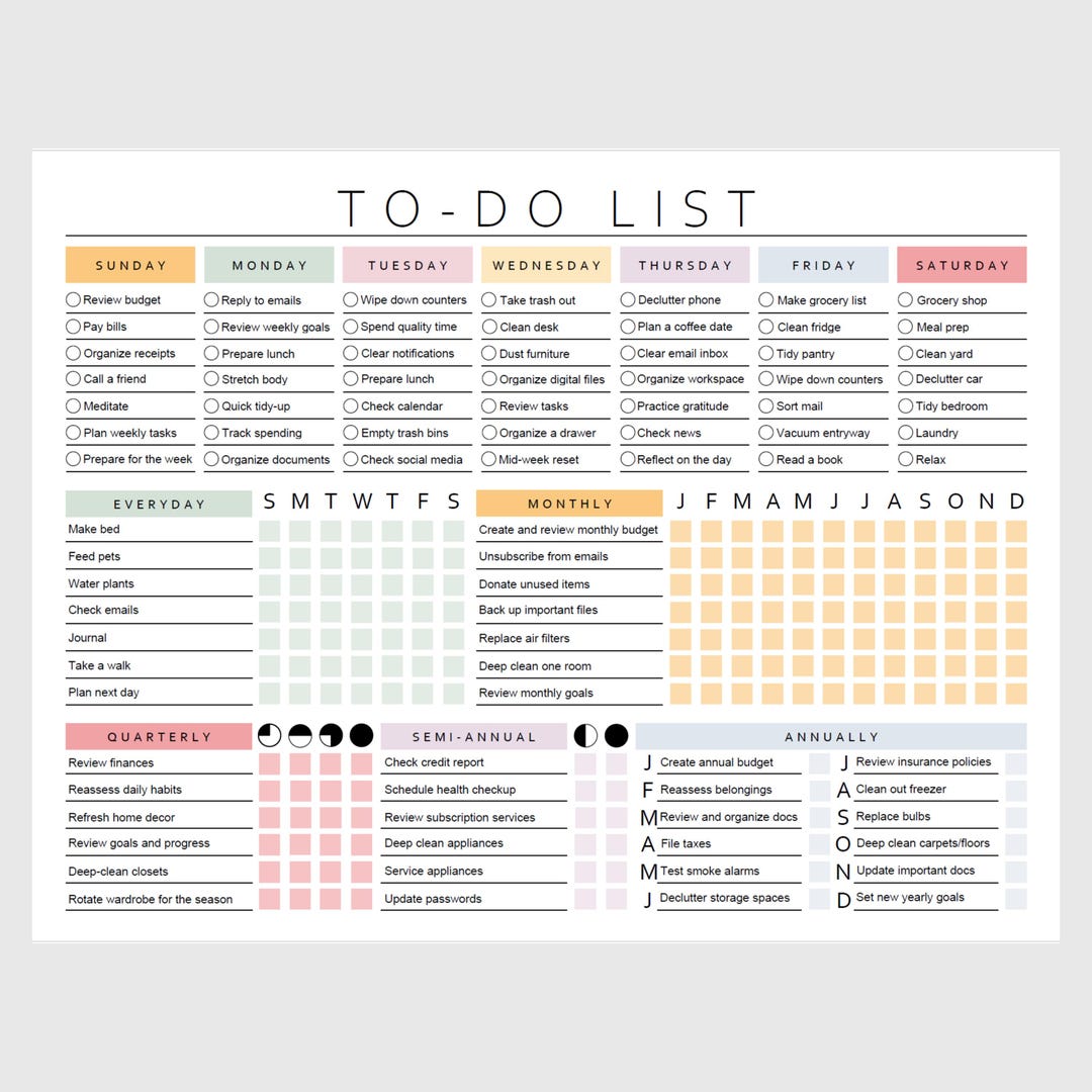 Printable to Do List Template Colorful PDF Checklist Daily Weekly ...