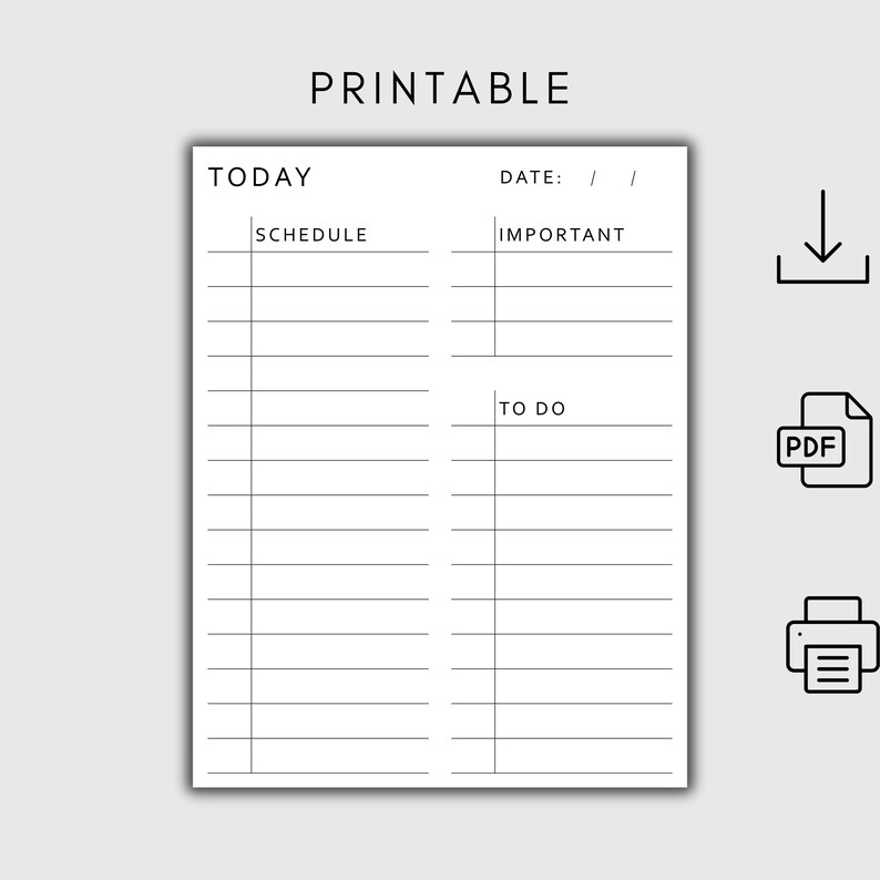 Minimalist Daily Planner Printable Fillable PDF | To-do List | Work ...