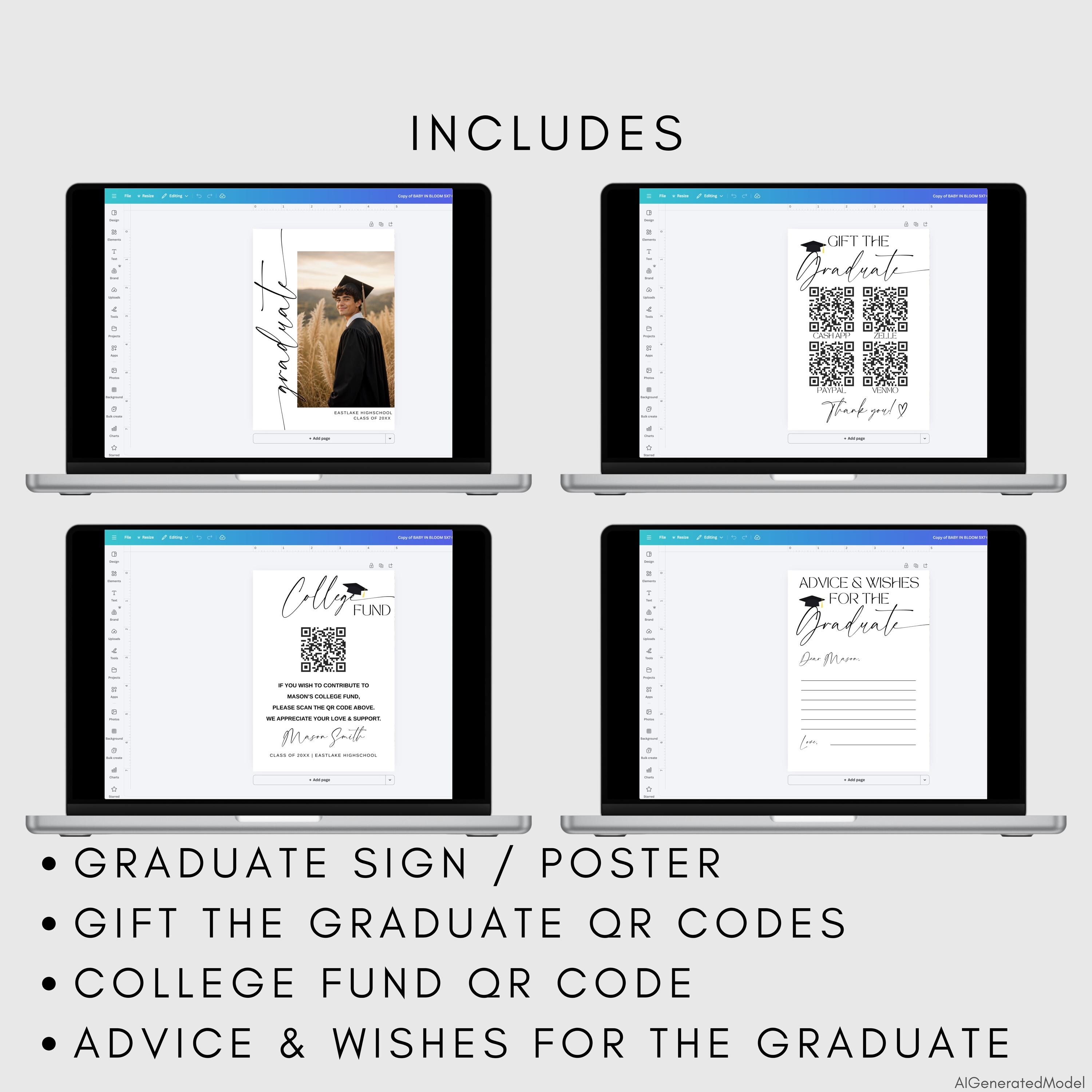 Personalized Graduation QR Code Sign: Scan to Pay Template (digital ...