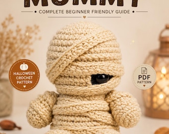 Crochet Mummy Pattern PDF | Halloween Amigurumi Crochet Pattern | Beginner Friendly Plush Toy | Instant Download DIY Gift