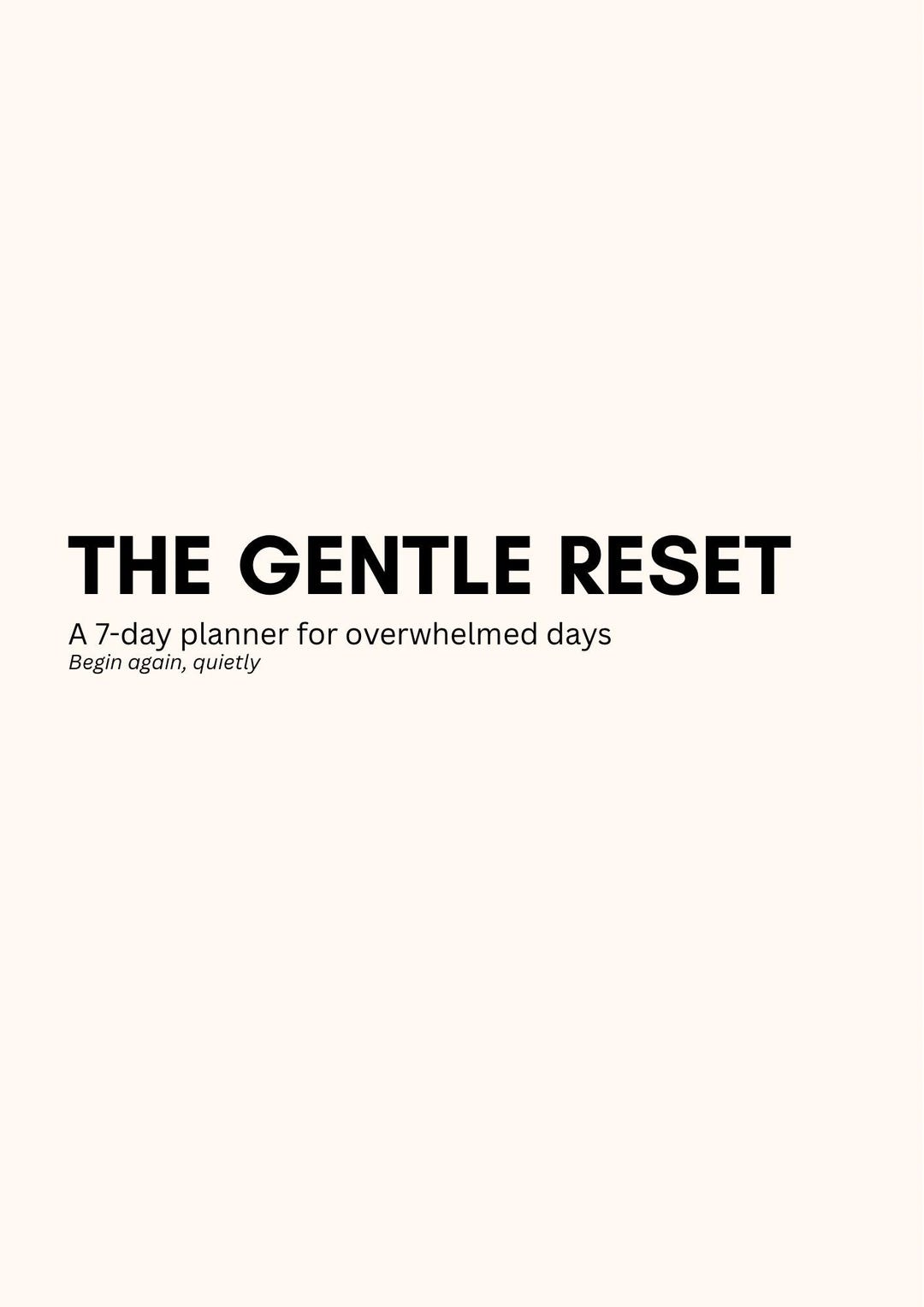 Gentle Reset Planner | 7 Day Printable Planner for Overwhelmed Days ...