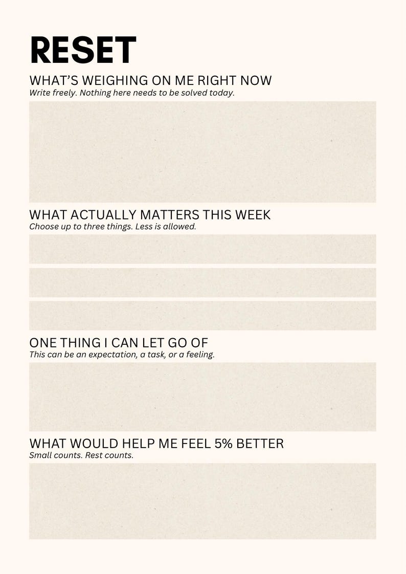 Gentle Reset Planner | 7 Day Printable Planner for Overwhelmed Days ...