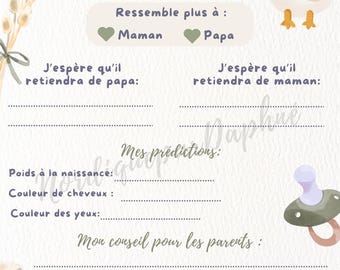 Jogo de Adivinhação do Bebê - Chá de Bebê