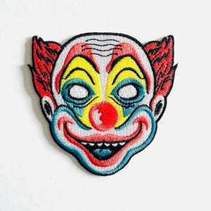 Horror Clown Embroidered Patch, Evil Clown Face Jacket Patch, Halloween Badge