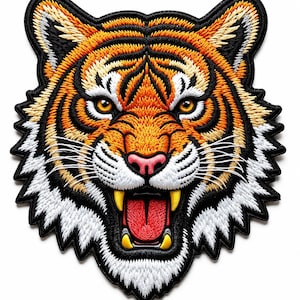 Toppa ricamata con testa di tigre, animale selvatico, per giacca, zaino, streetwear.