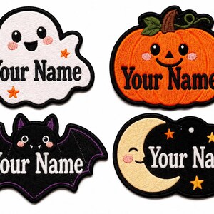 Custom Halloween Name Embroidered Patch, Ghost Pumpkin Bat Jacket Patch
