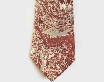 Father's Day Gift,  Marbleized Vintage Tie, Hand Marbled, Men's Neck Tie, Men's Dress Tie, 100% Silk Tie, Men's Handmade Gift