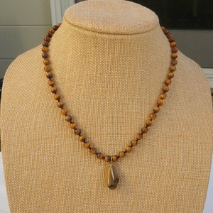 Tiger eye, Onyx Necklace , 18 inch Necklace with extension, Tiger eye Pendant Necklace, Adjustable Necklace, Gemstone Necklace, Handmade