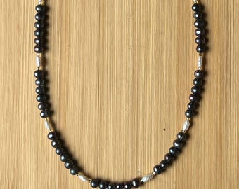 Black Pearl Necklace, Genuine pearl necklace, Freshwater Pearls, Pearl Necklace, Minimal Necklace for Women, Gift for Her, Bridesmaids Gifts