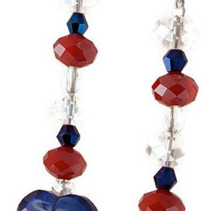 Patriotic Jewelry / July 4th Jewelry/ Red,White and Blue Bracelet, Earrings in Crystals and glass bead heart/ Holiday Jewelry image 5