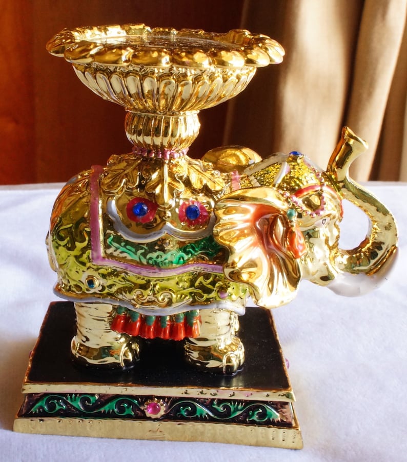 Candle Holder/ Elephant Candle Holder / Golden Candle Holder / Ceramics