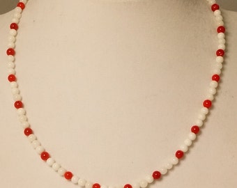 White Coral Necklace / White and Red Coral Necklace / Natural Coral Necklace / Handmade Necklace / Gemstone Necklace