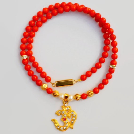 OM Pendant Necklace with Corals and