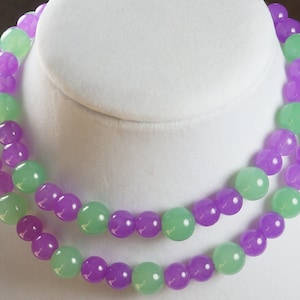 Jade Necklace Set, Purple and Sea Green  Necklace, Agate Set