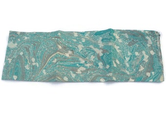 Sea Green Marbled Scarf, Water Marbled Women's Accessory, Vintage Scarf, One of a Kind hand Marbled Scarf, Sea Waves design,  X mas Green