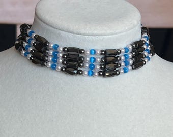 Magnetic Hematite Bead Necklace: Multi-Layer No Clasp Design