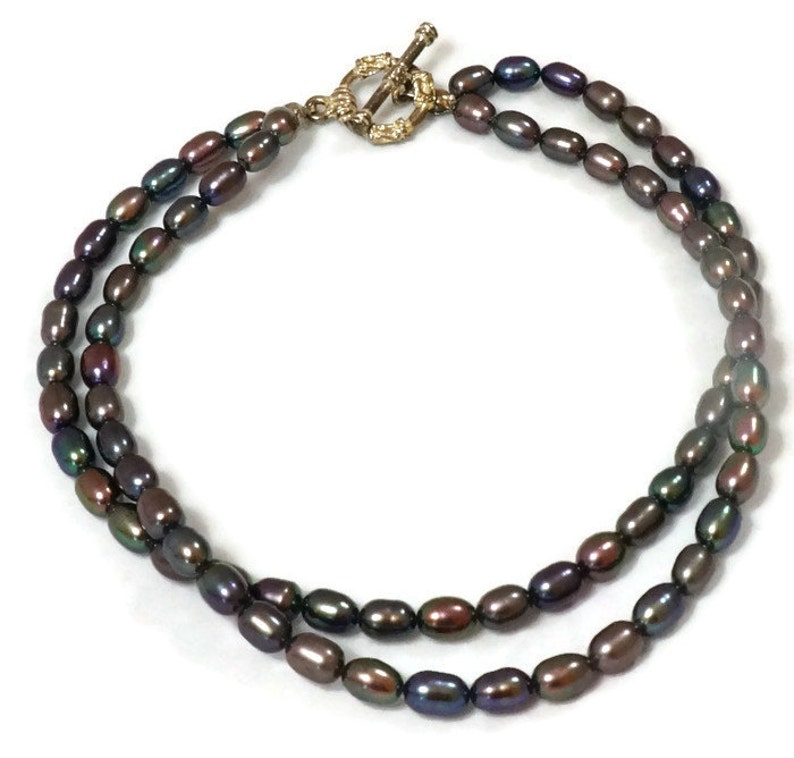 Two strands Black Pearls Anklet Freshwater Pearl Anklet Black Freshwater Pearl Anklet Rice Pearls Anklet Two strands Anklet