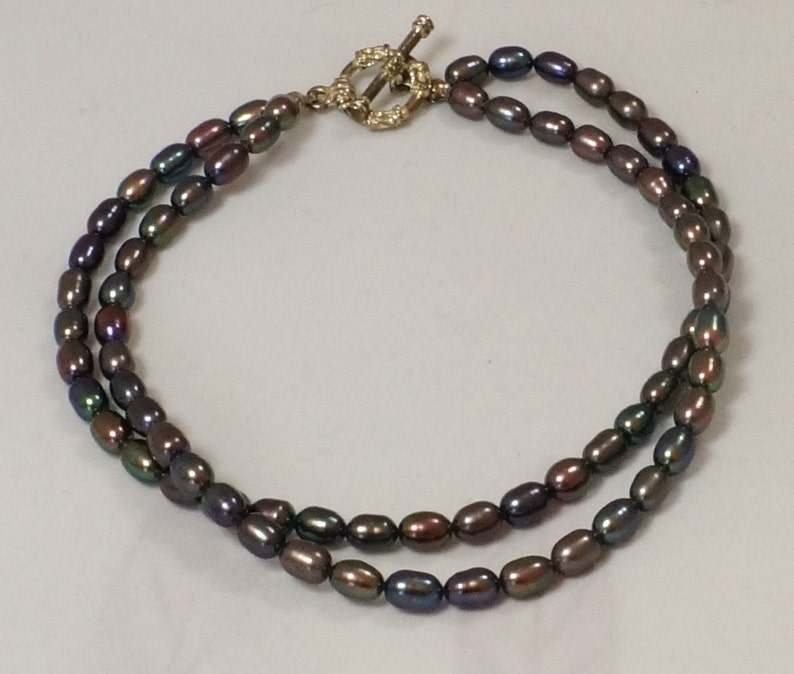 Two strands Black Pearls Anklet Freshwater Pearl Anklet Black Freshwater Pearl Anklet Rice Pearls Anklet Two strands Anklet
