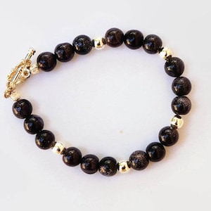 Goldstone Bracelet, Women&#39;s Bracelet, Semi Precious Stone Beads, Sparkly Jewelry, Gemstone Bracelet, Goldstone Beads