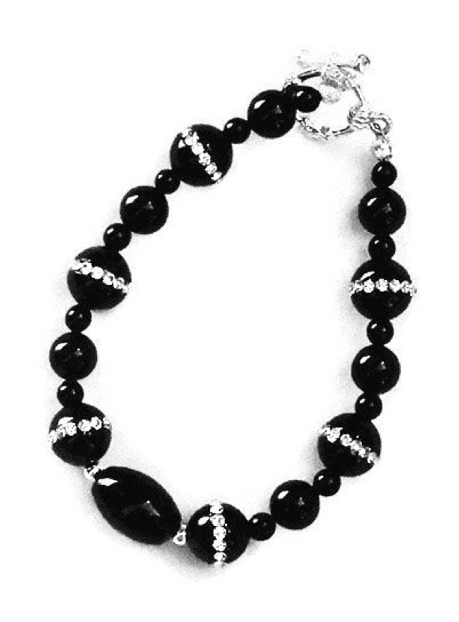 Buy Black Onyx Bracelet / Rhinestone Embedded Onyx Bracelet / Onyx