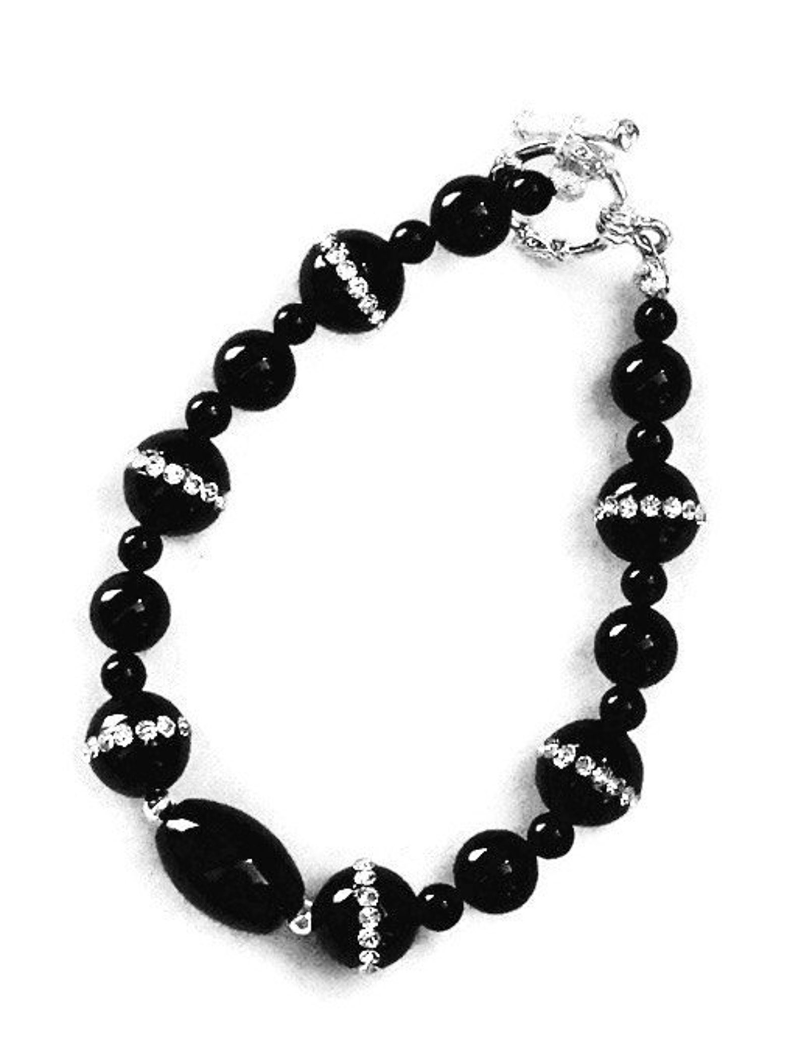 Buy Black Onyx Bracelet / Rhinestone Embedded Onyx Bracelet / Onyx