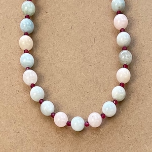 Morganite Necklace,Soft Colors,Casual Wear Necklace,Rainbow Necklace, Multi Color Necklace,Chunky Bead Necklace, Gift for Women,Mother's day