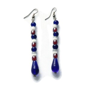 July 4th Jewelry, 4th of July Earrings, Patriotic Earrings, Holiday Earrings, Handmade Glass Earrings, Dangle and Drop Earrings