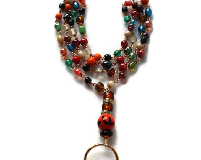 Multi Color Glass Bead Lanyard Wire Wrapped Lanyard Handmade Etsy