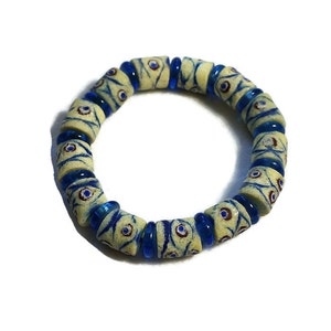 Ghana Bead Bracelet, African Handmade Bead Bracelet, African Stretch Bracelet, Glass Bead Bracelet, Ghana Glass Beads, Krobo Beads
