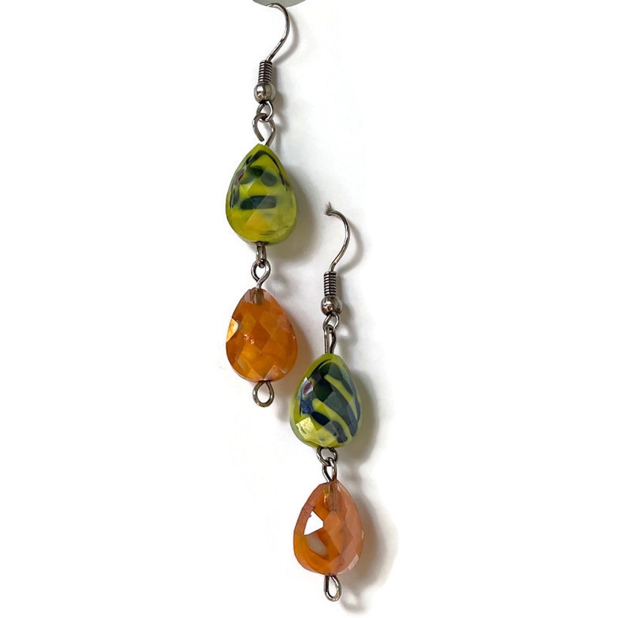 Colorful Glass Bead Earrings, Handmade Gift, Ethnic Earrings, Long