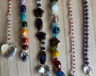 Beaded Sun Catchers,Colorful Glass Beads, Rainbow Colors, Garden Decor,Gift for Her, Window Decor,Indoor Outdoor Decor, Wall Accent.