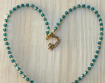 Blue Crystals and Glass Beads Necklace, Light Blue Necklace, Blue Crystals, Blue Crystal Jewelry,  Handmade Necklace,Gemstone Necklace,gift.