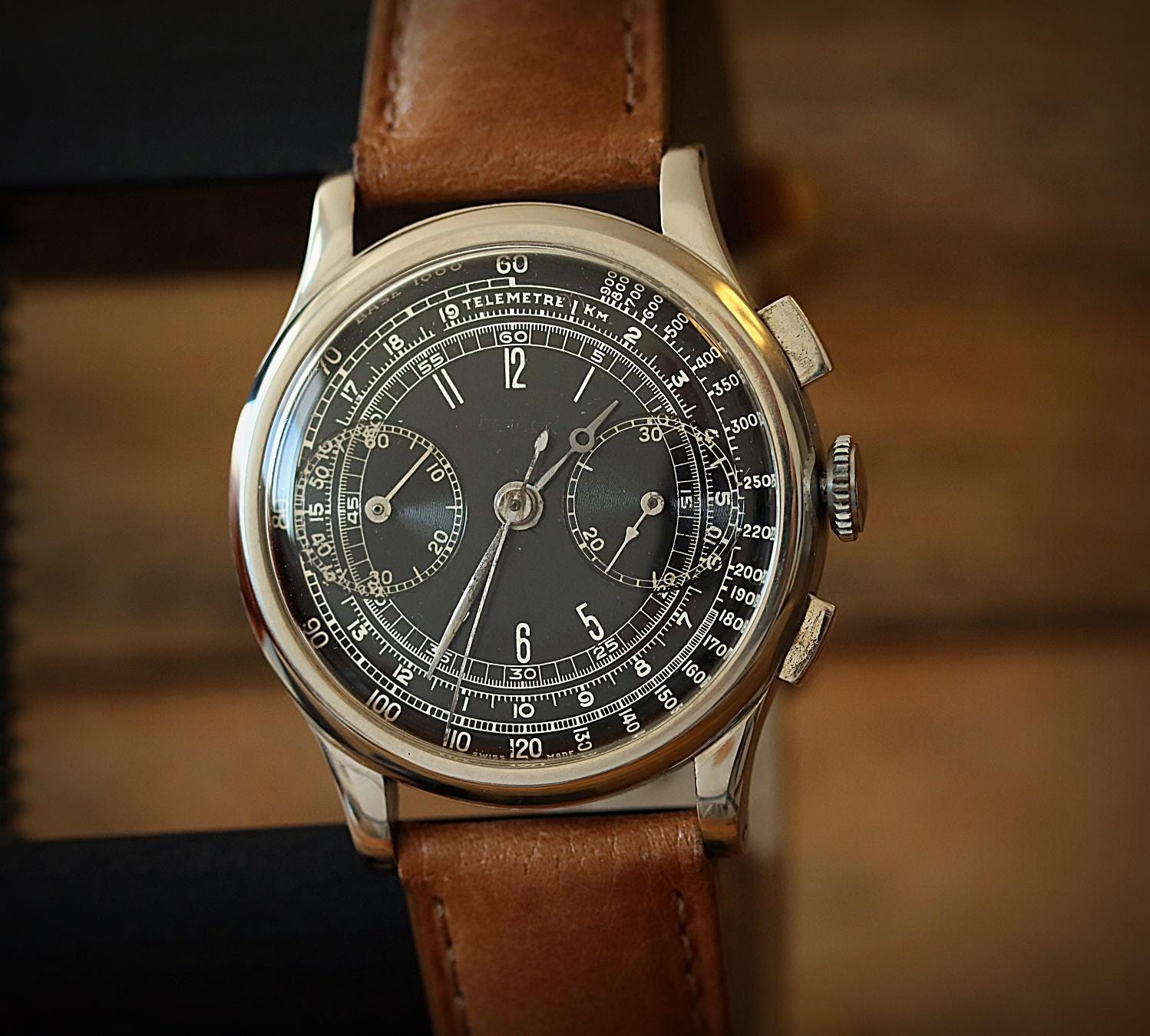 Mouvement Chronographe Suisse Landeron 48 Avec Cadran - Occasion Pour Réparation/collection