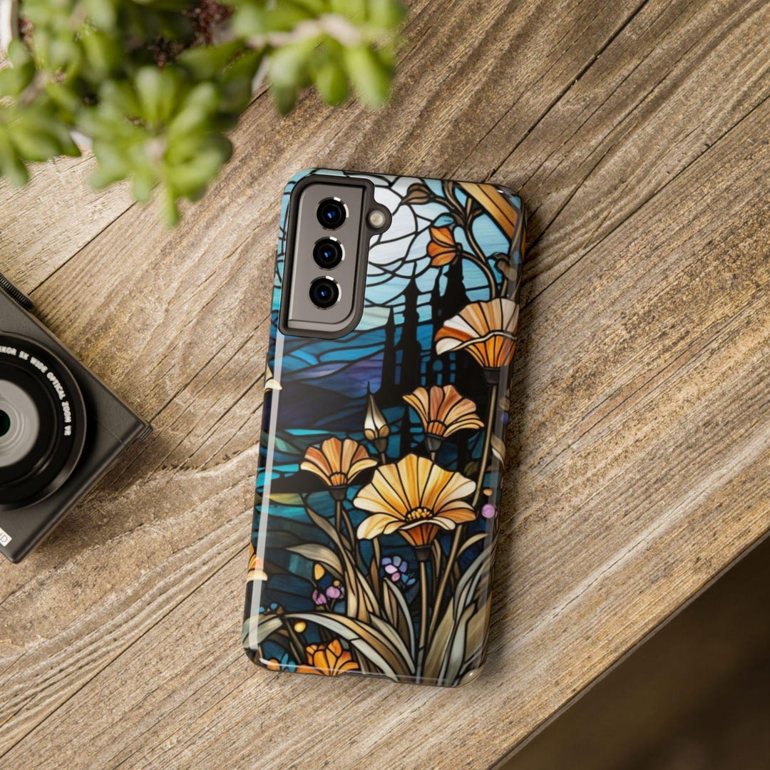 Stained Glass Effect Wildflowers Tough Phone Case Android S Series ...