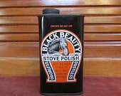 Black Beauty Stove Polish Vintage Tin Horse Advertisement Jet Black Black Beauty Enamel Collectible Tin