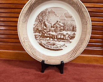 Vintage Currier & Ives “American Farm Scene” pie plate