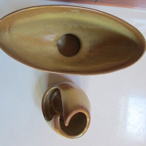 Vntg Frankoma Art Deco Vase and Votive Desert Brown Sold Together image 4