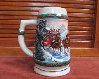 Vintage 1993 Budweiser Special Delivery Christmas Winter Holiday Stein Collectible