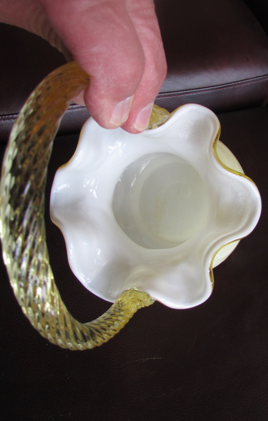 Fenton Yellow Glass Basket Handmade Vintage Etsy