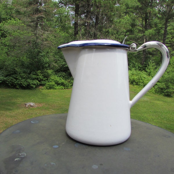 White Enamelware Gallon Pitcher Etsy