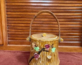 Vintage tree stump styled cookie jar