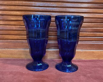 Cobalt blue ice cream sundae glasses