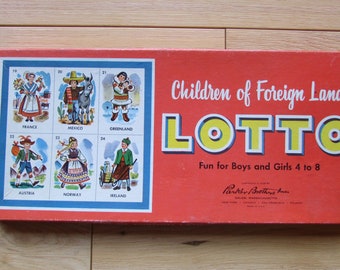 Parker Brothers 1958 Juego Children of Foreign Lands Lotto Diversión para niños de 4 a 8 años